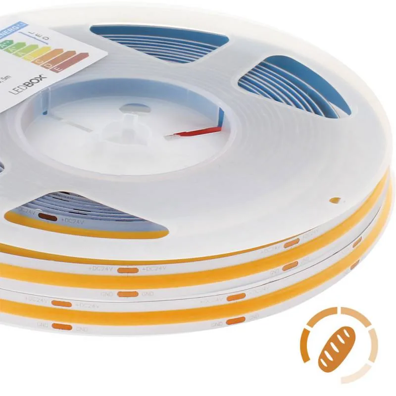 Tira led monocolor cob dc24v 5m (512led/m) 60w ip20 pan y repostería pan y reposteria