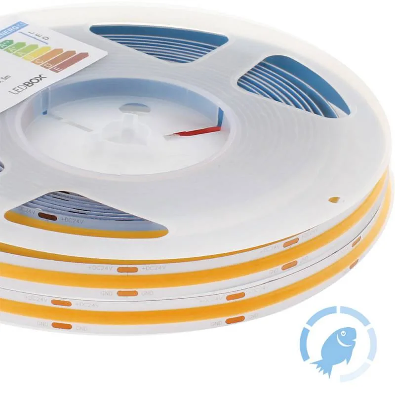 Tira led monocolor cob dc24v 5m (512led/m) 60w ip20 pescaderías pescados y mariscos