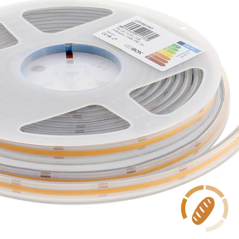 Tira led monocolor cob dc24v 5m (512led/m) 60w ip67 pan y repostería pan y reposteria