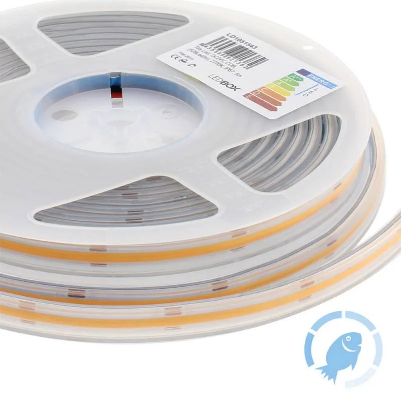 Tira led monocolor cob dc24v 5m (512led/m) 60w ip67 pescaderías pescados y mariscos