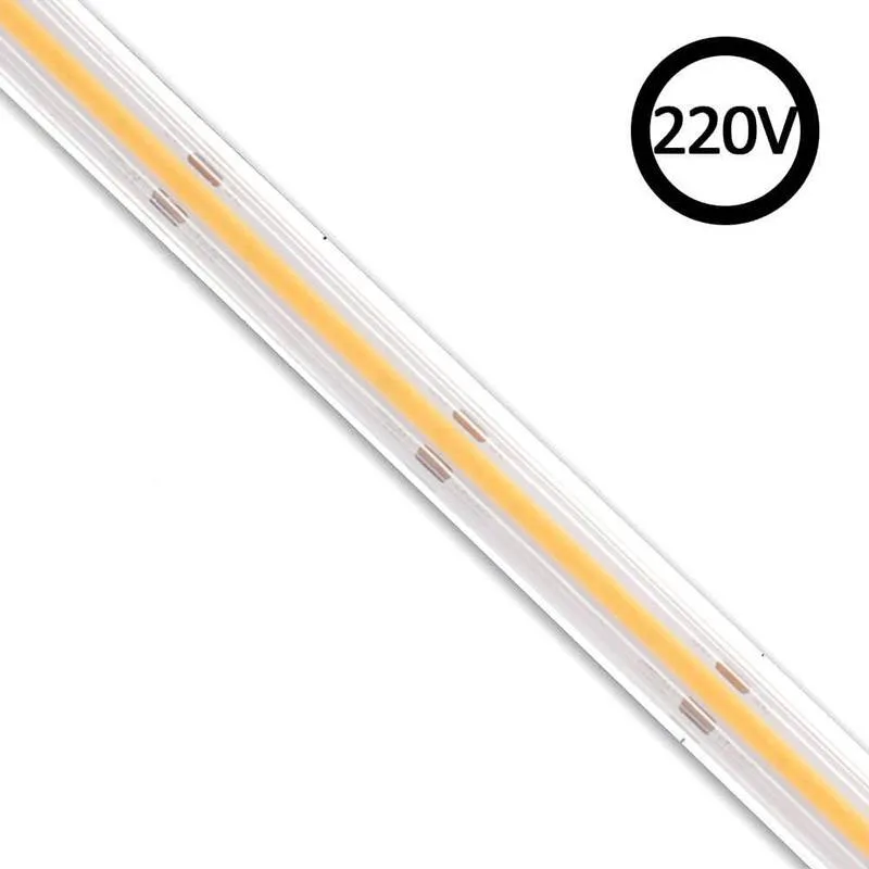 Tira led 220v cob 288led/m 10w/m 1 metro para conectores rápidos 50cm corte ambar