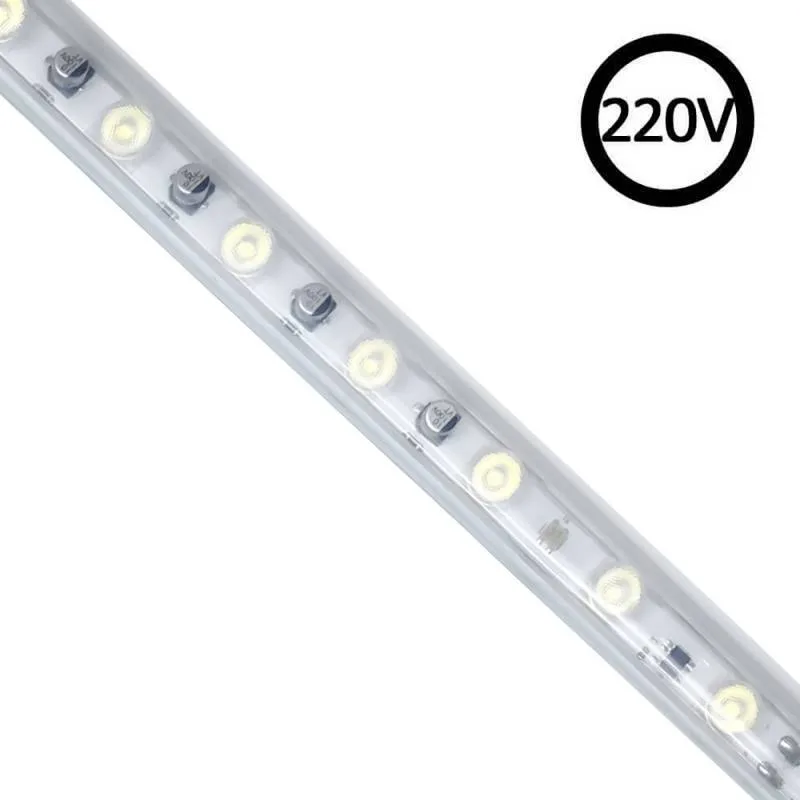 Tira led 220v wall washer 30º 16*20mm 125w/m 1 metro ip67 25cm corte blanco cálido