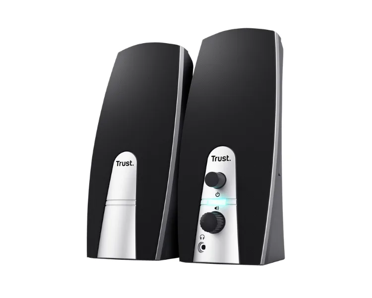 Trust 24660 conjunto de altavoces 5 W PC/ordenador portátil Negro, Metálico 2.0 canales