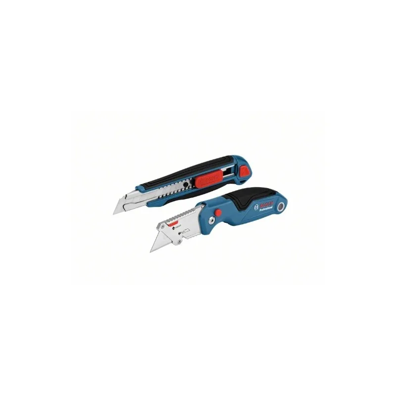 Bosch Professional - Set de corte 2 unidades navaja plegable + cúter (4 cuchillas)