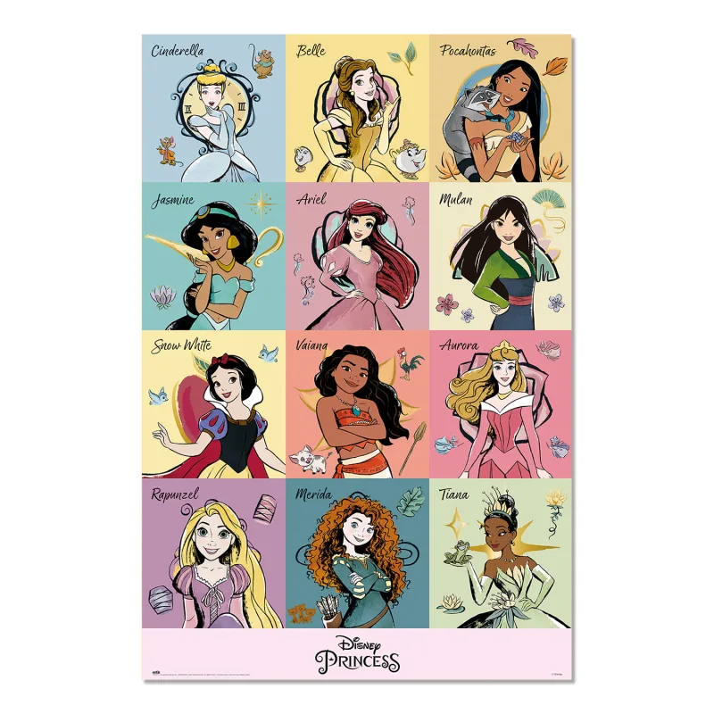 Grupo Erik Poster Disney Princesas - Poster Princesas Disney - Laminas decorativas 61x91,5cm a todo color | Posters para pared ideal decoración habitación