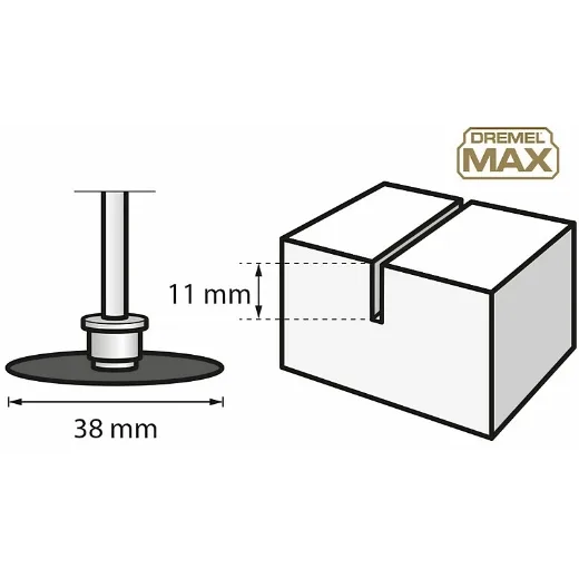 Dremel MAX Disco de corte de alto rendimiento (SC545DM) Disco de corte con recubrimiento de diamante con sistema EZ SpeedClic, 38 mm, durabilidad máxima de vida