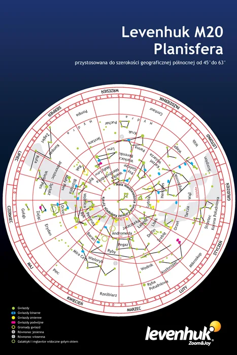 Planisferio Levenhuk M20 (para latitud norte 45°-63°)
