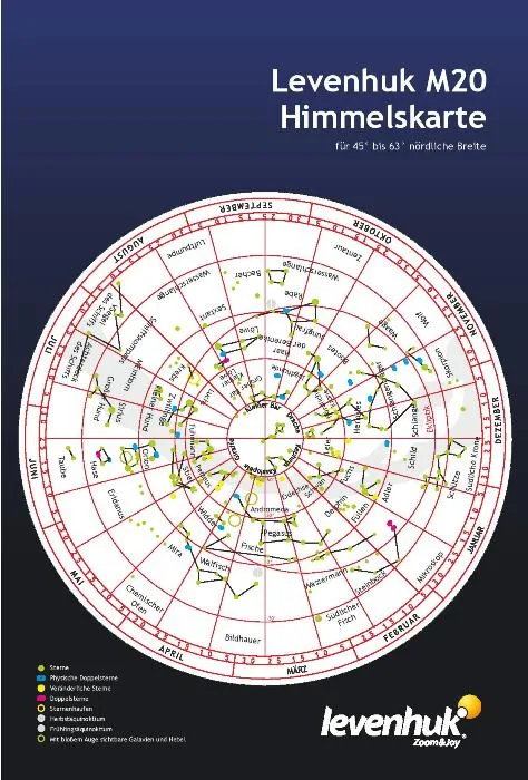 Planisferio Levenhuk M20 (para latitud norte 45°-63°)