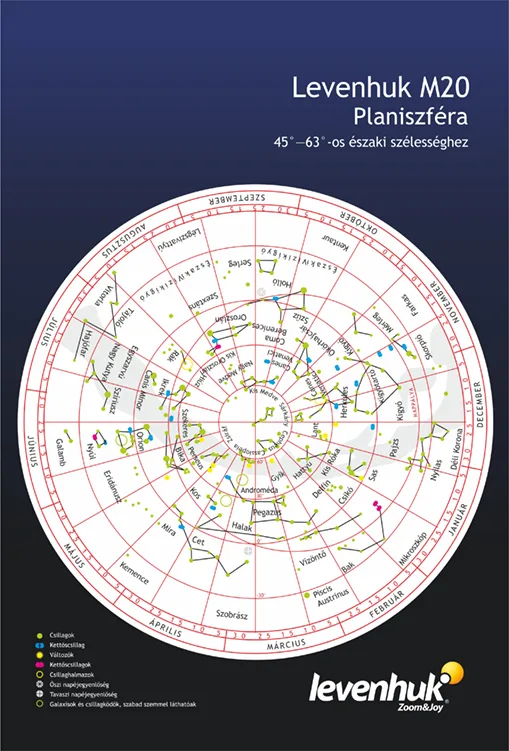 Planisferio Levenhuk M20 (para latitud norte 45°-63°)