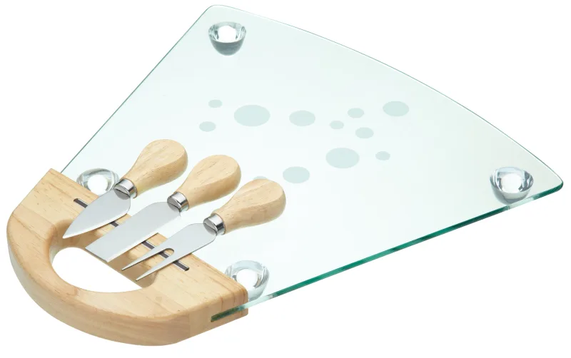 MasterClass Tabla y Cuchillos de Queso de Cristal (Juego de 4 piezas)