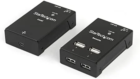 StarTech.com Extensor Alargador USB 2.0 de 4 Puertos por Cable Cat5 o Cat6 - Extensor Compacto USB 2.0 por Ethernet - Hasta 40 Metros - Hub Ladrón USB 2.0 Remoto