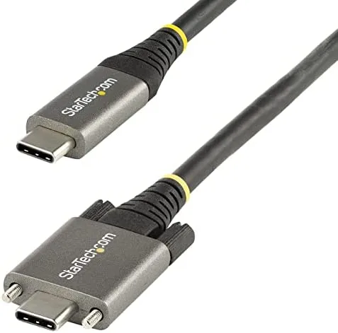 StarTech.com Cable 50cm USB-C con Tornillos Laterales de Fijación - 10Gbps - Cable USB Tipo C USB 3.1/3.2 Gen 2 - con Carga por Entrega Alimentación PD de 100W (5A), Modo Alt DP (USB31CCSLKV50CM)