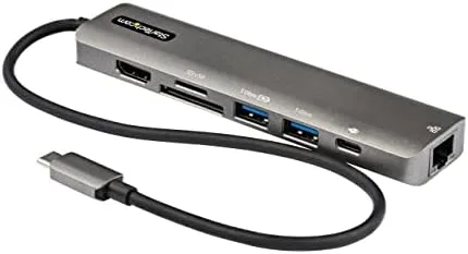 StarTech.com Adaptador Multipuertos USB C - Docking Station USB Tipo C a HDMI 2.0 4K 60Hz - Entrega de Alimentación 100W Pass-through - SD - MicroSD - Hub USB 3.0 de 2 Puertos - GbE - con Cable 30cm