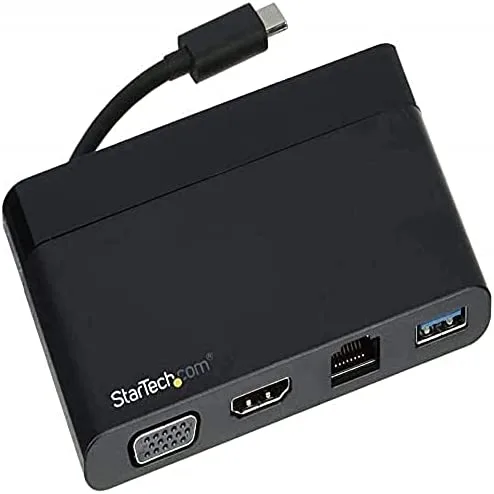 StarTech.com Adaptador Multipuertos USB-C 4K con HDMI, VGA, Ethernet Gigabit y USB 3.0 - Mini Docking Station USB Tipo C de Viajes a HDMI de 4K o VGA 1080p - Replicador de Puertos USBC