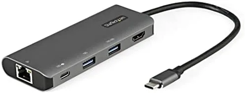 StarTech.com Adaptador Multipuertos USB C - Mini Docking Station USB Tipo C con HDMI de 4K 30Hz - con PD de 100W - con Hub Ladrón Concentrador USB de 3 Puertos - Red GbE - Base Dock para Ordenador Portátil