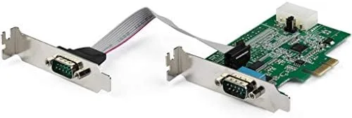 StarTech.com Tarjeta Adaptadora Serie PCI Express RS232 de 2 Puertos - Tarjeta Controladora Serie PCIe RS232 - PCIe a Serie DB9 - UART 16950 - Tarjeta de Perfil Bajo para Windows y Linux