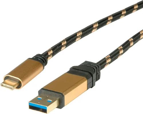 ROLINE USB 0.5m cable USB 0,5 m USB 3.2 Gen 2 (3.1 Gen 2) USB A USB C Negro, Oro