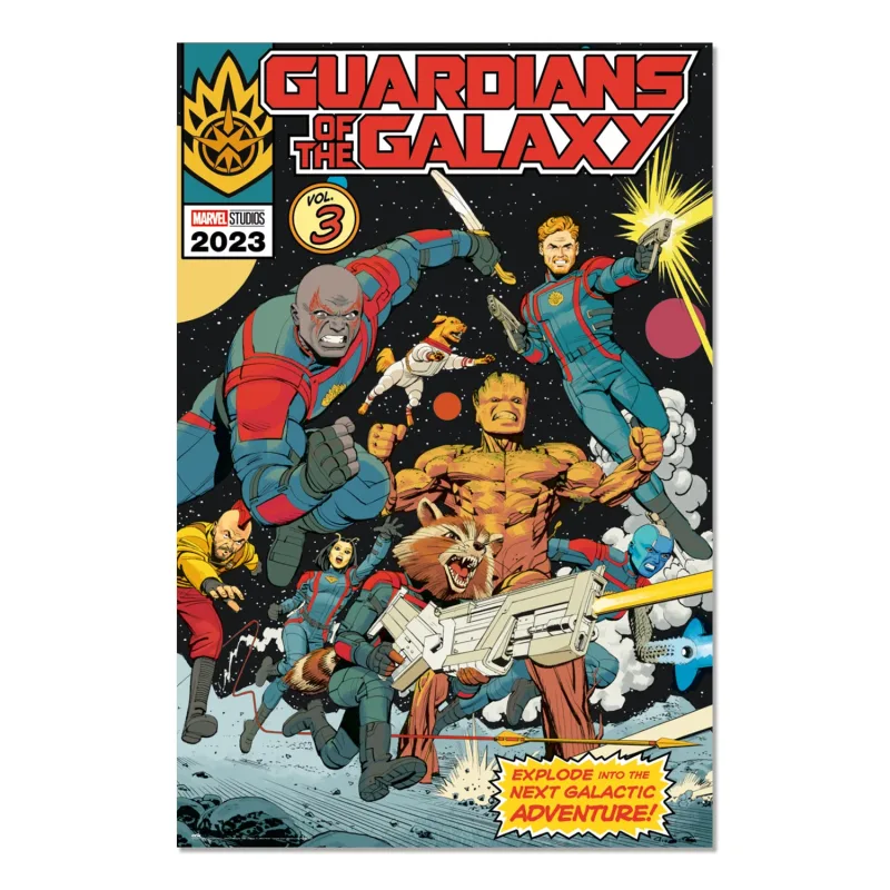 Grupo Erik Póster de Guardianes de la Galaxia Vol 3 de Marvel Explode Into The Next Galactic Adventure - 91 x 61,5 cm - Se envía enrollado - Póster de arte - Póster artístico - Póster de pared
