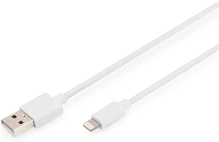 DIGITUS Cable de carga de USB-A a Lightning - MFI C89 - 5V, 2,4A - cable de datos - compatible con iPhone - 2m - blanco
