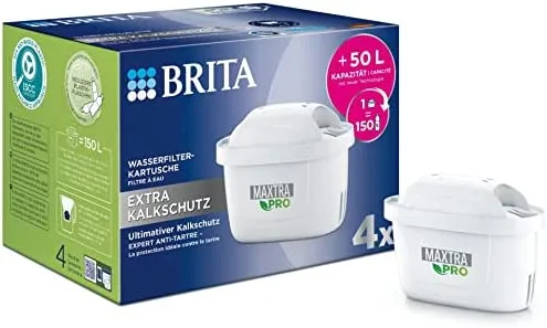 BRITA 122188 Cartucho de agua, carcasa, tapa: 50% plástico biológico, malla extrafina, intercambiador de iones de carbón activado hecho de cáscaras de coco, tela de filtro, color blanco