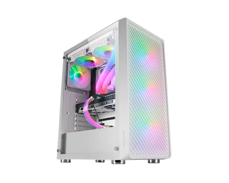 Mars Gaming MC-F Blanco, Semitorre Gaming ATX, Ventana Completa Cristal Templado, Frontal Metal-Mesh, 4x Ventiladores ARGB 120mm