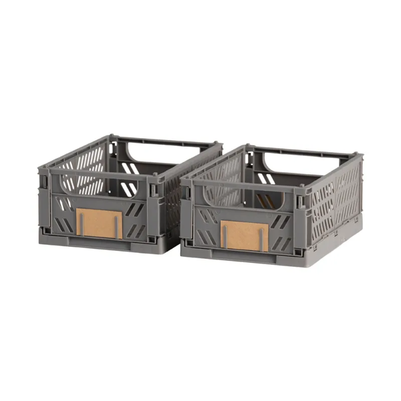 BigBuy Home Set de Cajas Organizadoras Apilables Gris oscuro 25 x 16,5 x 10 cm