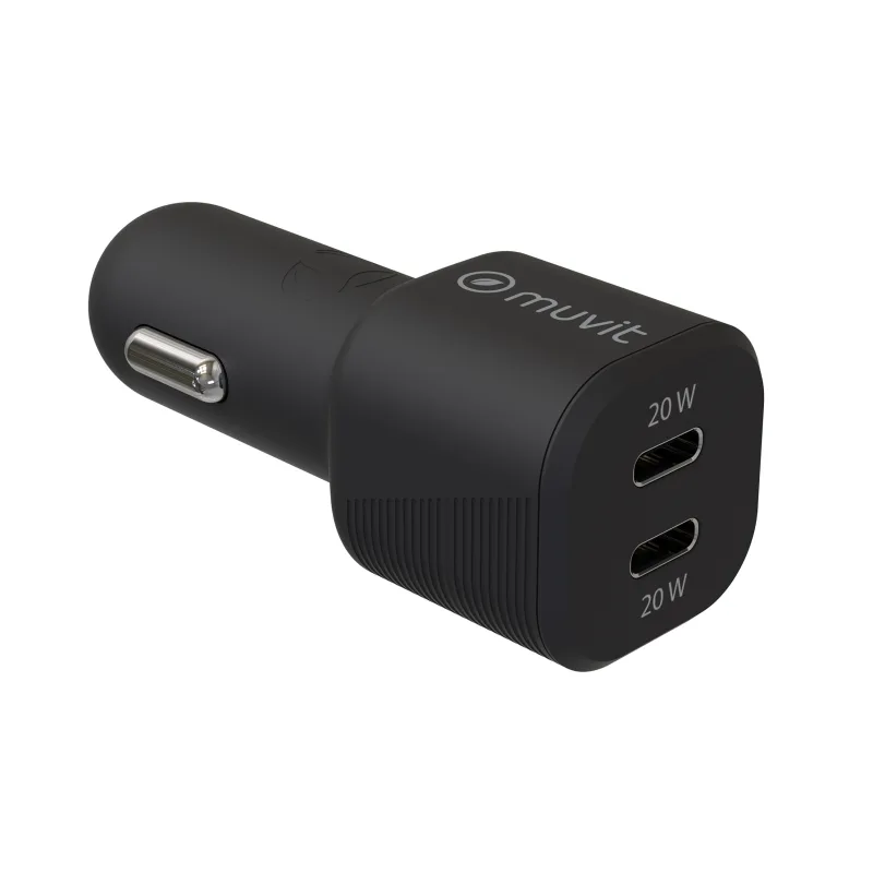 Muvit for change cargador coche tipo c pd 20w+tipo c pd 20w negro