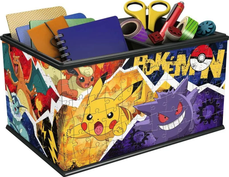 Ravensburger - Puzzle 3D, Storage Box Pokémon, Caja de Almacenamiento de Escritorio, Maqueta para Adultos y Niños de 8+ Años, Rompecabezas de 216 Piezas