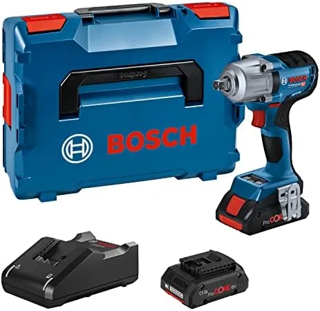 Bosch Professional 18V System atornillador de impacto a batería GDS 18V-450 PC (par apriete 450 Nm, par arranque 800 Nm, incl. mód. Bluetooth, 2 bat. ProCORE 4.0Ah, cargador rápido GAL 18V-40, L-BOXX)