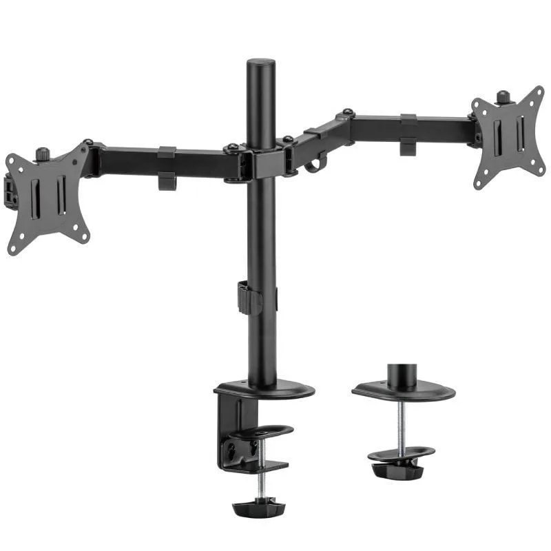 AISENS Soporte de Mesa ECO Giratorio e Inclinable para Monitor/TV 9Kg (3 Pivotes, 2 Brazos) de 17-32, Negro