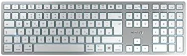 CHERRY KW 9100 SLIM FOR MAC, Teclado Inalámbrico de Diseño para Mac, Distribución de Teclado Alemán (QWERTZ), Opción Bluetooth o Radiofrecuencia 2,4 GHz, Teclas Planas, Recargable, Blanco/Plateado