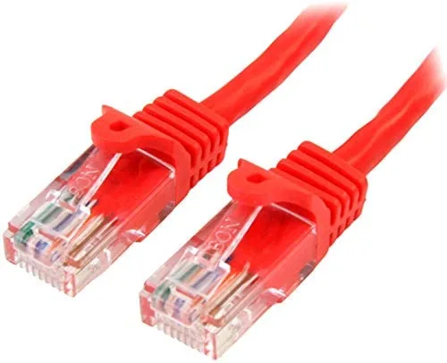 StarTech.com - Cable de Red de 0,5m Rojo Cat5e Ethernet RJ45 sin Enganches - Latiguillo Snagless