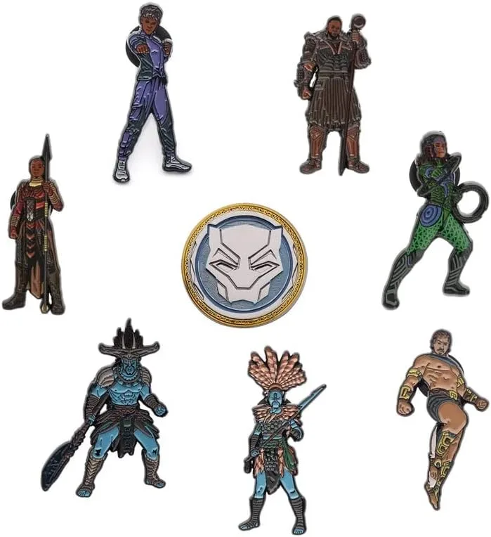 SalesOne Pin Marvel Wakanda Forever personajes - Set de 8 Pins Wanda personajes - Pin Wakanda - Marvel regalos - Marvel Accesorios, Marvel merchandising oficial