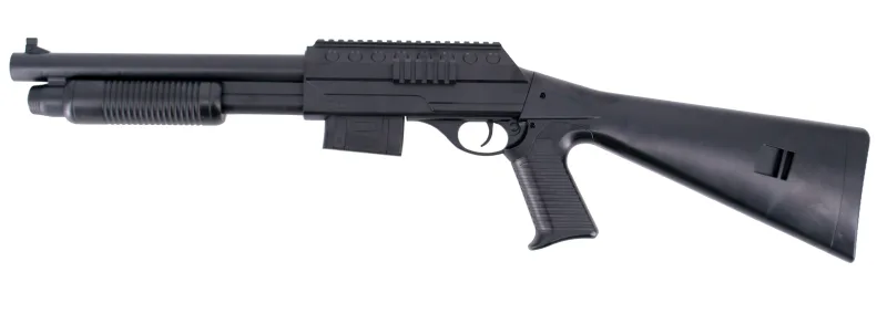 Escopeta de muelle tipo Remington Calibre 6 mm - Color Negro - Energía 0,35 Julios - Velocidad de disparo 76 m/s - 250 FPS.