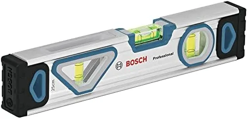 Bosch Professional nivel de burbuja magnético de 25 cm (lectura desde cualquier ángulo, carcasa de aluminio, topes resistentes) - Set exclusivo de Amazon
