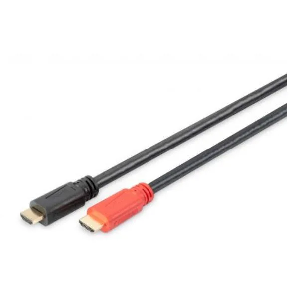 DIGITUS Cable de conexión HDMI de alta velocidad, tipo A - con amplificador de señal - 30,0m - Full HD 1080p/60Hz - compatible con TV/beamer/monitor - contactos chapados en oro - negro