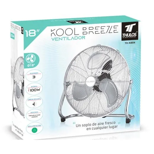 THULOS Ventilador de Suelo de 18" de diámetro. Motor de Alto Rendimiento Que Cuenta con una Potencia de 100W y 3 ajustes de Velocidad.