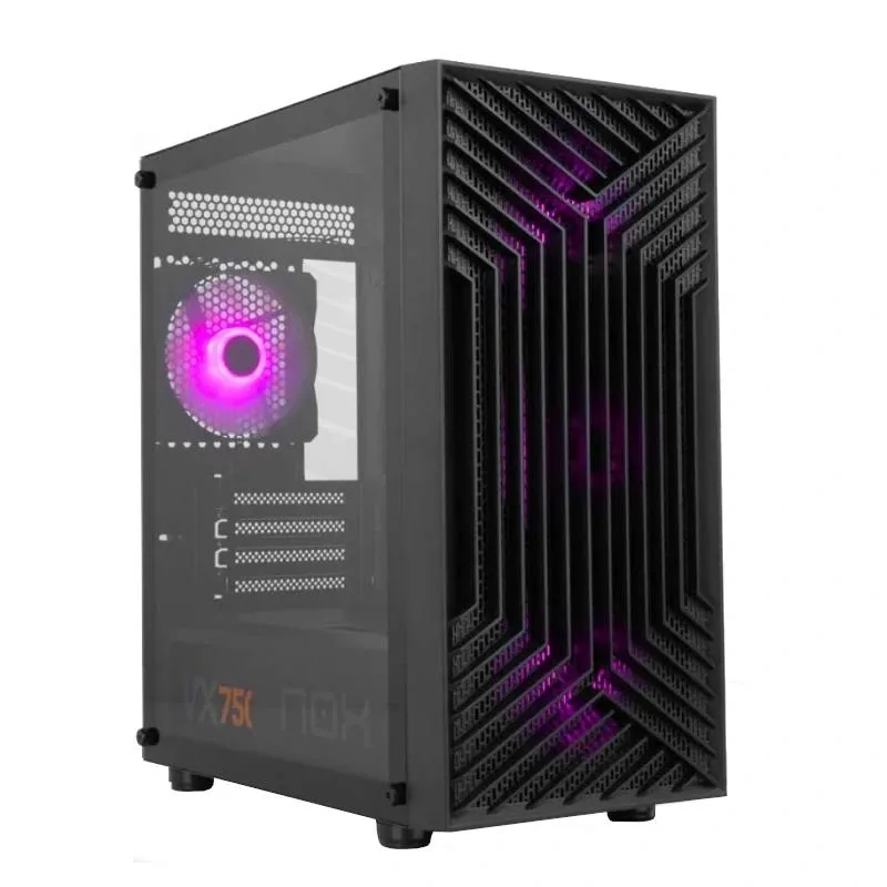 NOX XTREME PRODUCTS INFINITY EPSILON - Semitorre M-ATX/ITX ARGB Rainbow, Frontal Mesh, Panel Lateral Cristal Templado, 4 Ventiladores, Compatible Tarjeta gráfica hasta 310mm, USB 3.0, Negro