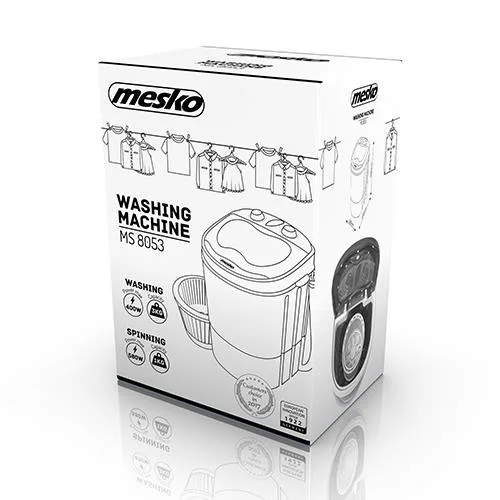 MESKO MS8053 Lavadora Centrifugadora Portátil, 3Kg lavado ropa, 1Kg Centrifugado, perfecta Camping, Caravanas y autocaravanas