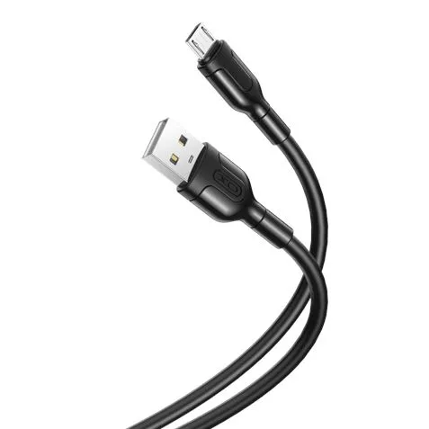 Xo cable de carga y transmision de datos - longitud 1m - conector micro usb - silicona suave y duradera - alta velocidad 5v, 21a - color negro