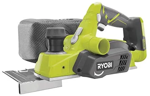 RYOBI - Cepillo Eléctrico 82mm 18V ONE+ - Profundidad 1,6mm - Trabajos Duros de Cepillado y Achaflanado - 2 Cuchillas Reversibles de Carburo de Tungsteno, 1 Guía, 1 Bolsa de Polvo - R18PL-0