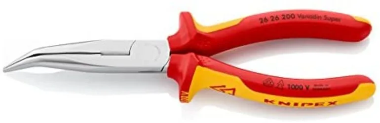Knipex Alicate de montaje (alicate de boca cigüeña) cromado, aislados con fundas multicomponentes, según norma VDE 200 mm 26 26 200