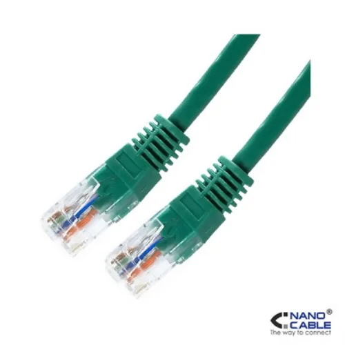 NanoCable 10.20.0101-GR - Cable de red Ethernet RJ45 Cat.5e UTP AWG24, verde, latiguillo de 1mts