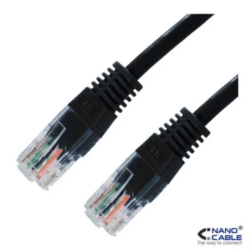 NanoCable 10.20.0101-BK - Cable de red Ethernet RJ45 Cat.5e UTP AWG24, Negro, latiguillo de 1mts