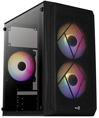 Aerocool CS107 V2, Caja PC MicroATX, Ventana Lateral, 3X Ventiladores 120mm FRGB, Negro