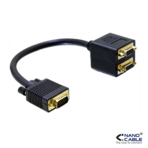 Nanocable CABLE BIFURCADOR SVGA(3C+9) HDB15/M-2xHDB15/H ORO 20 CM