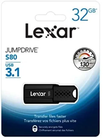 Lexar JumpDrive S80 unidad flash USB 32 GB USB tipo A 3.2 Gen 1 (3.1 Gen 1) Negro
