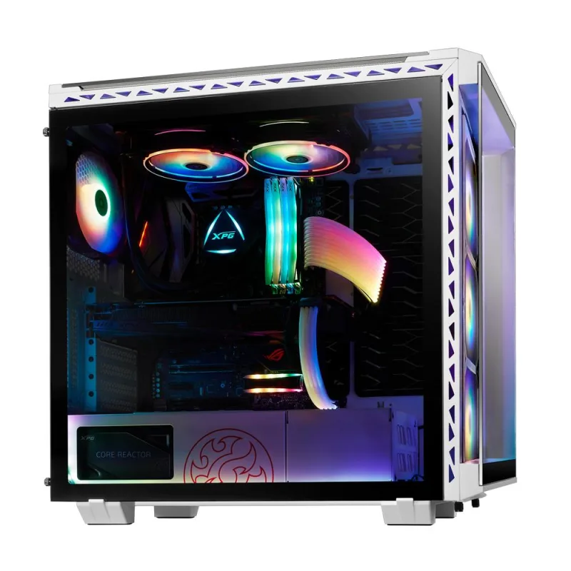 ADATA XPG BATTLECRUISER Super Mid-Tower PC Chassis, Metal Construction with Glass Panels, Air-Flow Cooling, Modular Tool-Less, Dust-Filter, I/O USB Ports, White