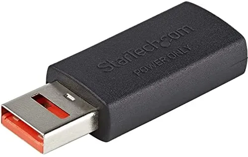 StarTech.com Adaptador Bloqueador USB de Datos - Adaptador USB Macho a Hembra de Carga Solamente - Sin Datos - Solo de Carga para Tablet o Teléfono Móvil - Adaptador Protector USB de Bloqueo de Datos