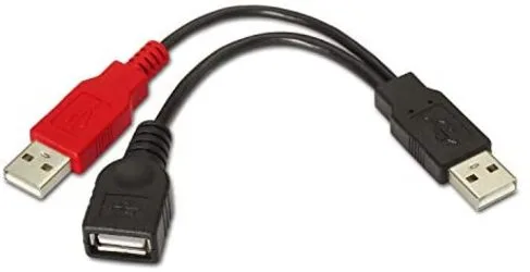 AISENS A101-0030 cable USB 0,15 m USB 2.0 2 x USB A USB A Negro, Rojo